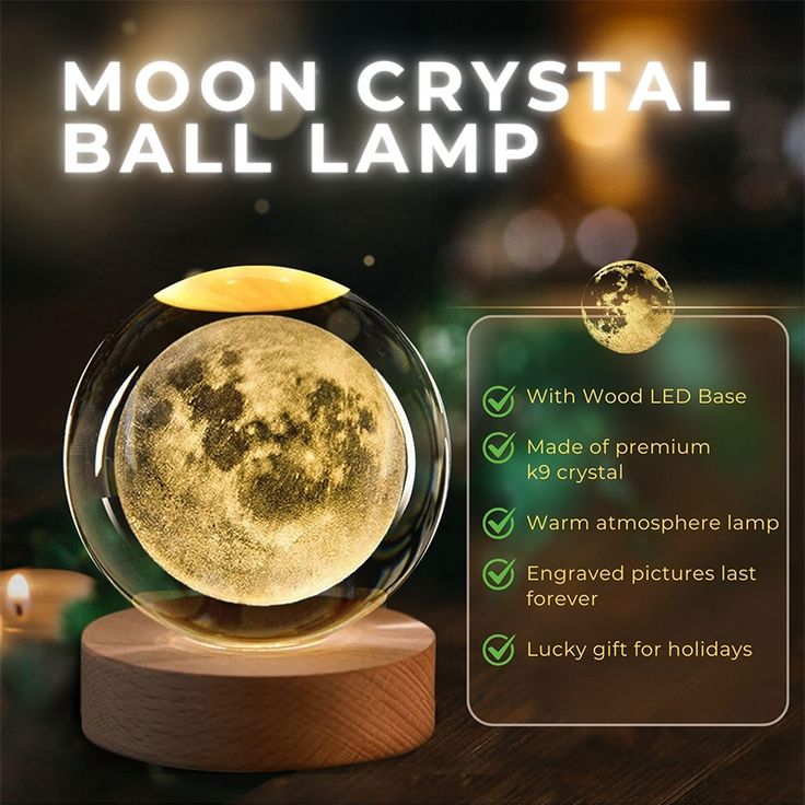 3D Universe Crystal Ball LED Night Lamp, Corded Electric Warm White Decorative Table Lamp for Home, Office, Bedroom, Birthday Gift