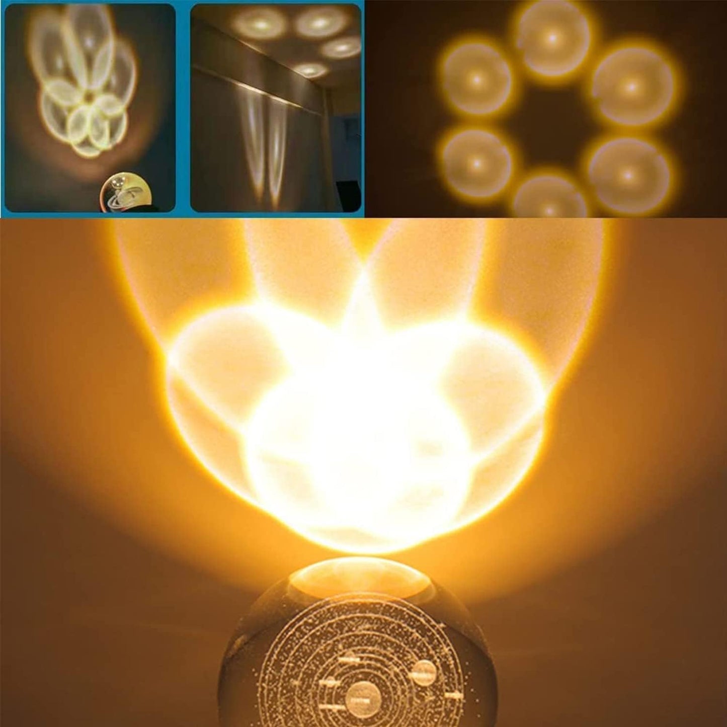 3D Universe Crystal Ball LED Night Lamp, Corded Electric Warm White Decorative Table Lamp for Home, Office, Bedroom, Birthday Gift