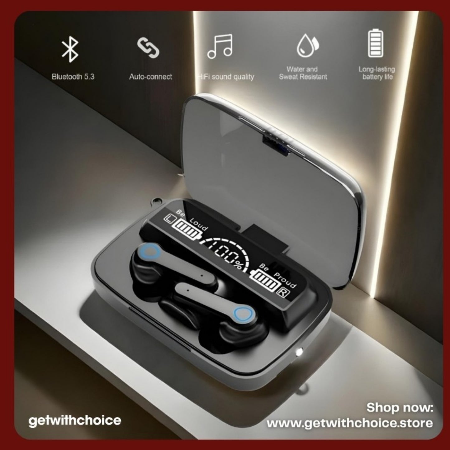 M19 TWS, Truly Wireless Earbud with LED Display & Dedicated Torch, Built-in Mic with Deep Bass
