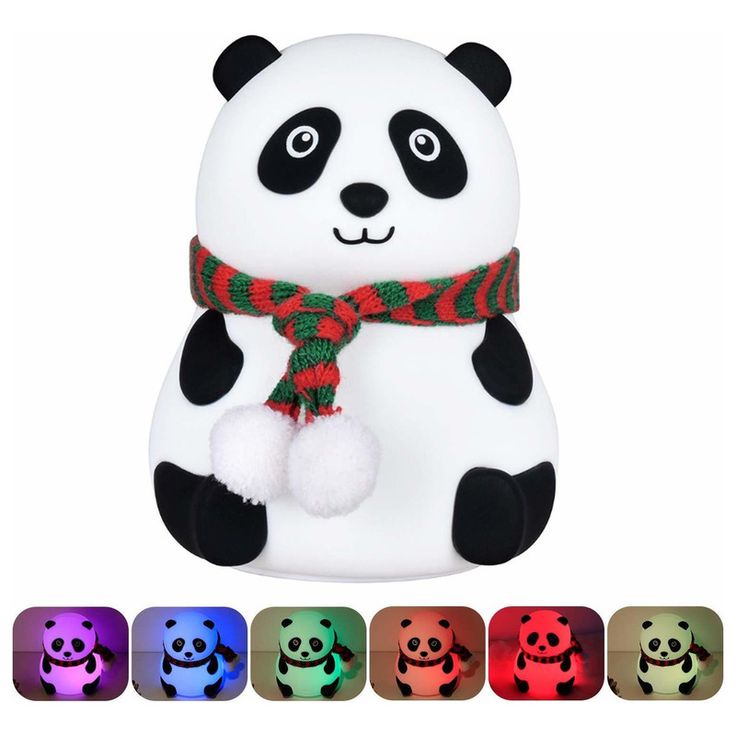 Silicone LED Panda Lamp & Color Changing Tap Control Toddlers Bedside Lamp Kids Room Deco