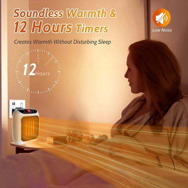 Handy Heater Turbo with Wall-Outlet | 800 Watts Mini Portable Heater with Temperature Control & Remote | Compact Space Heater for Bedroom, Office, and Home Use
