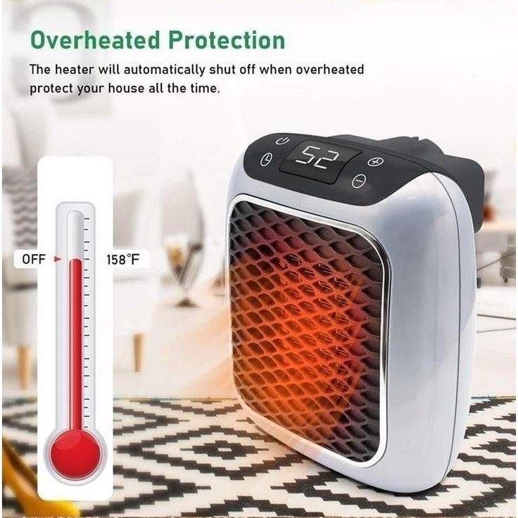 Handy Heater Turbo with Wall-Outlet | 800 Watts Mini Portable Heater with Temperature Control & Remote | Compact Space Heater for Bedroom, Office, and Home Use