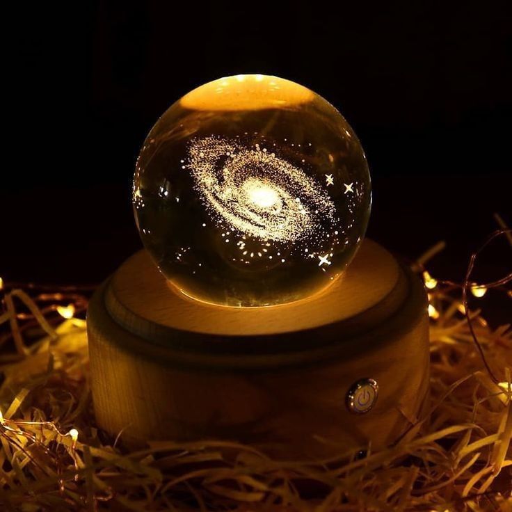 3D Universe Crystal Ball LED Night Lamp, Corded Electric Warm White Decorative Table Lamp for Home, Office, Bedroom, Birthday Gift