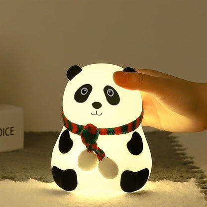 Silicone LED Panda Lamp & Color Changing Tap Control Toddlers Bedside Lamp Kids Room Deco