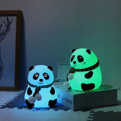 Silicone LED Panda Lamp & Color Changing Tap Control Toddlers Bedside Lamp Kids Room Deco